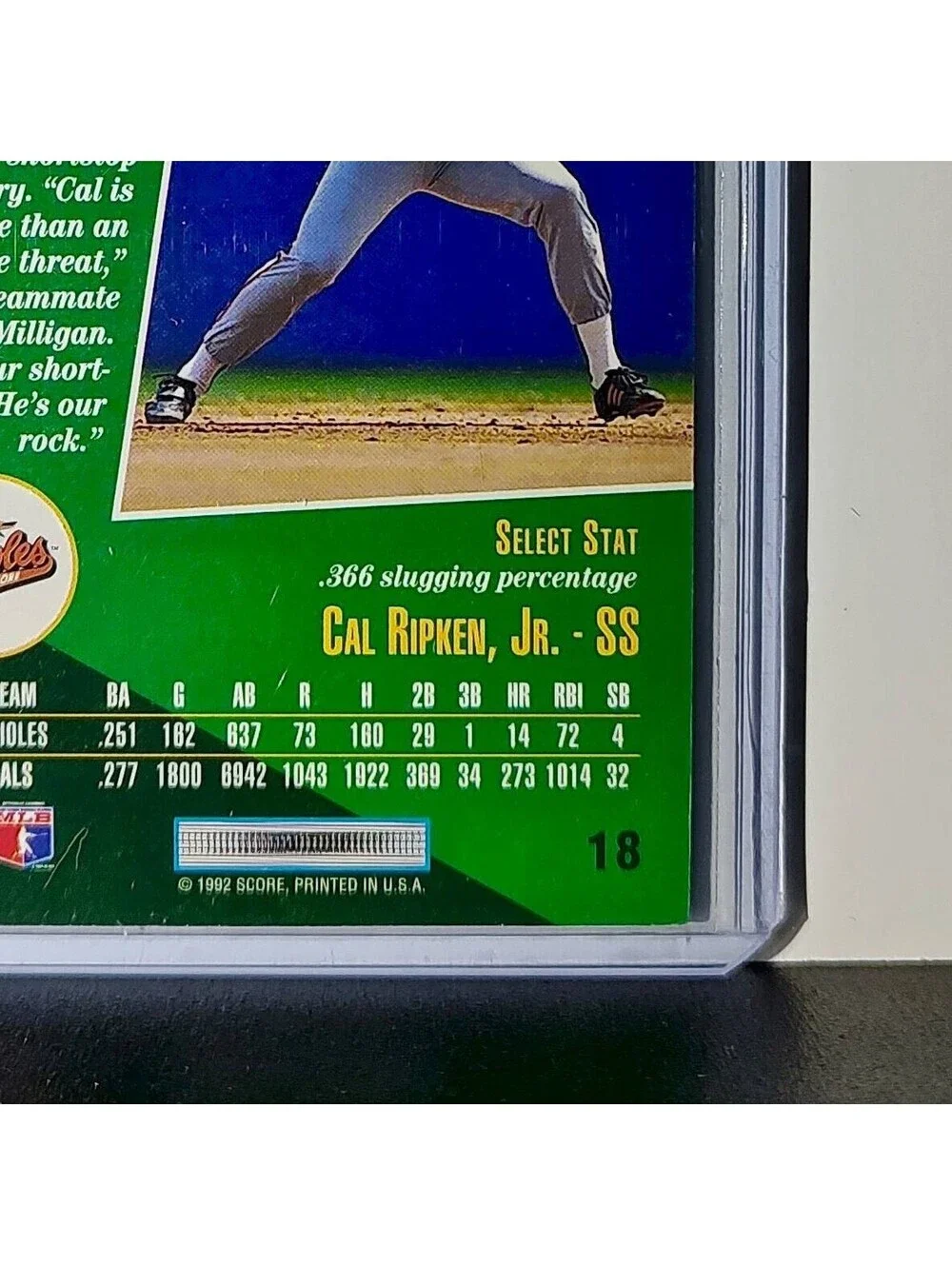 1992 Cal Ripken Jr Score MLB #18 Baseball Card Baltimore Orioles